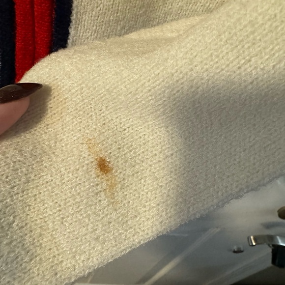 60s Tennis Trophy Preppy Vintage Cream Zip Up Cardigan Red & Blue Sportswear - Picture 9 of 13